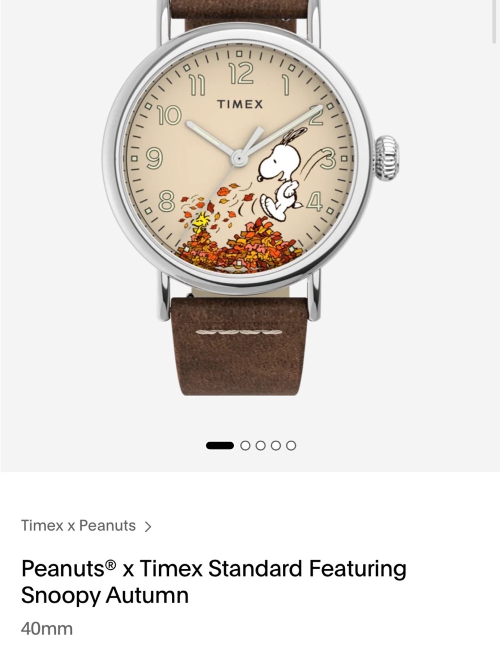 Timex snoopy unisex Watch with Brown Leather Strap and Autumn Accent Dial